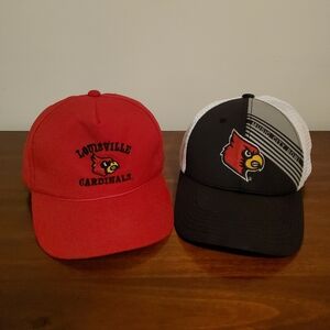 Louisville Cardinals Lot of 2 Hats - Black Music City Bowl & Red Cardinal Logo